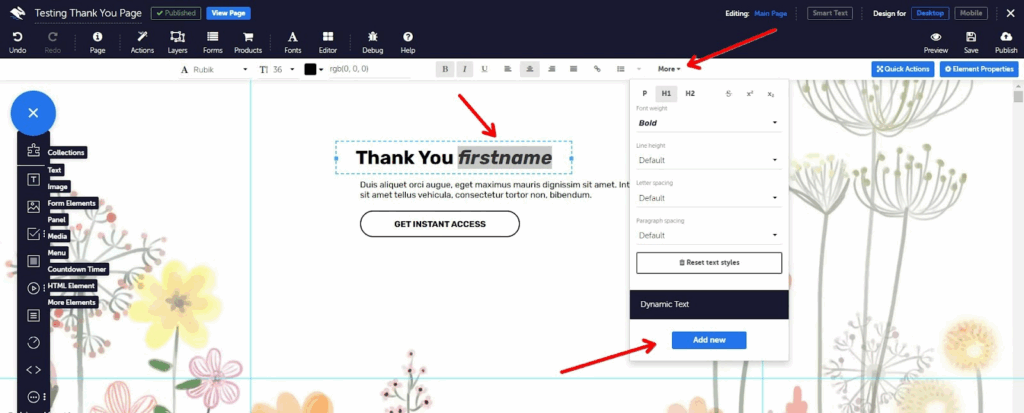Convertri dynamic text replacement